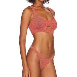 Bound Eye Bond - Sasha Crop Top NWT - Coral Lurex